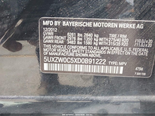 Продажа на аукционе авто 2013 Bmw X5 Xdrive35d, vin: 5UXZW0C5XD0B91222, номер лота: 44784357