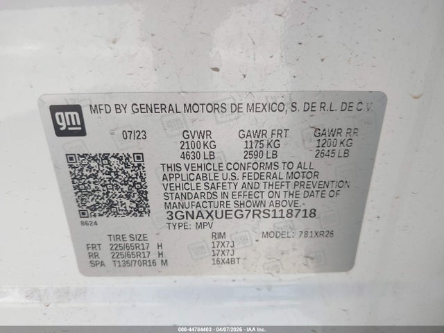 3GNAXUEG7RS118718 Chevrolet Equinox Awd Lt