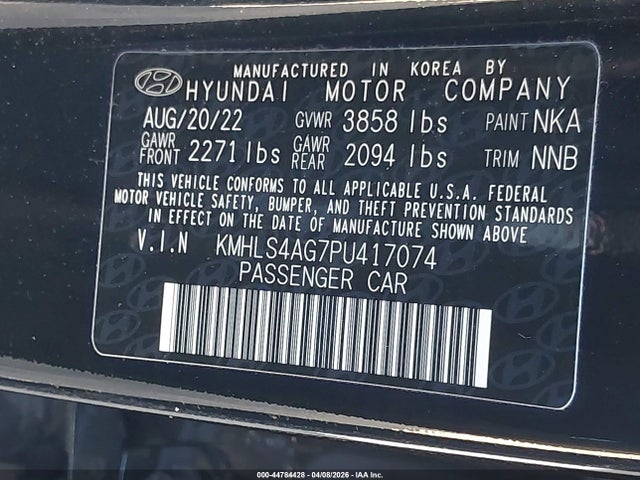 Aukcja sprzedaży 2023 Hyundai Elantra Sel, vin: KMHLS4AG7PU417074, numer aukcji: 44784428