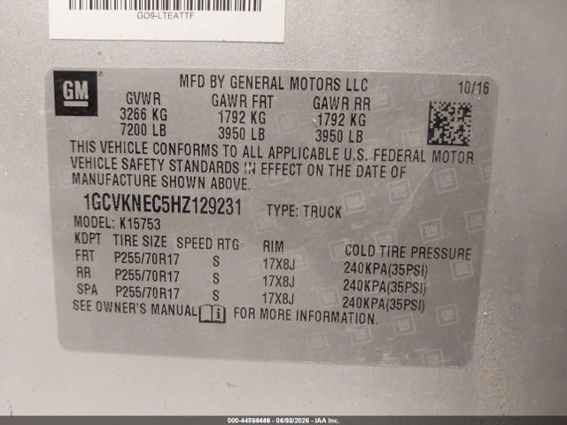 2017 CHEVROLET SILVERADO 1500 1GCVKNEC5HZ129231 Photo 8