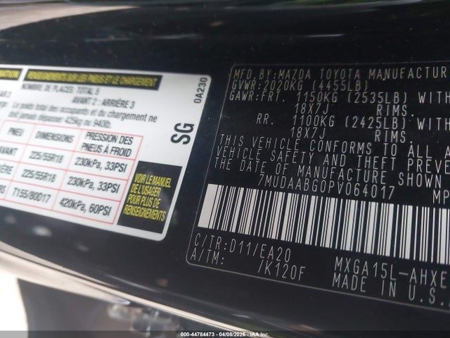 Aukcja sprzedaży 2023 Toyota Corolla Cross Xle, vin: 7MUDAABG0PV064017, numer aukcji: 44784473
