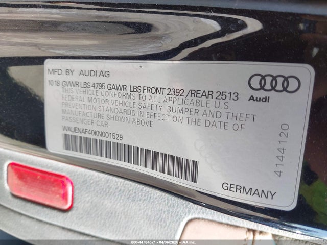 44784521 :رقم المزاد ، WAUENAF40KN001529 vin ، 2019 Audi A4 45 Premium مزاد بيع