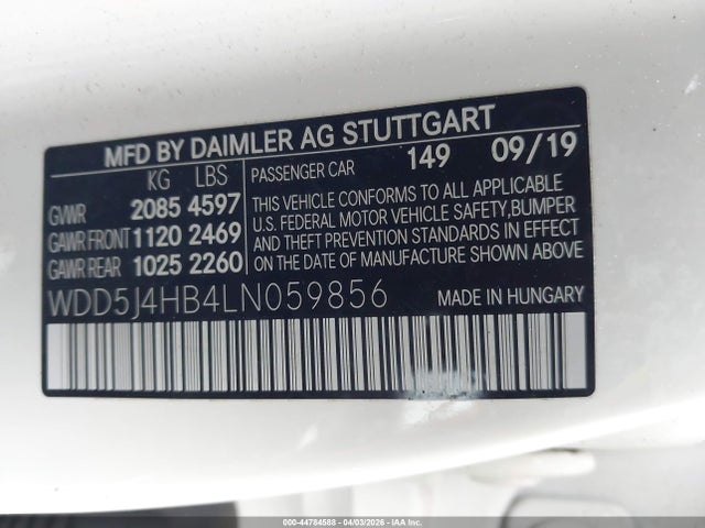 WDD5J4HB4LN059856 Mercedes-Benz CLA 250 4MATIC