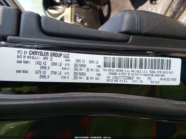 Aukcja sprzedaży 2012 Jeep Grand Cherokee Overland, vin: 1C4RJFCT7CC298837, numer aukcji: 44784589