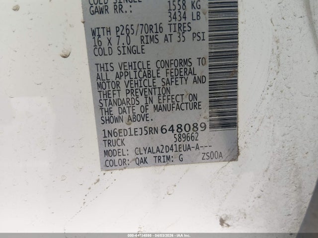 Продаж на аукціоні авто 2024 Nissan Frontier S 4x2, vin: 1N6ED1EJ5RN648089, номер лоту: 44784595