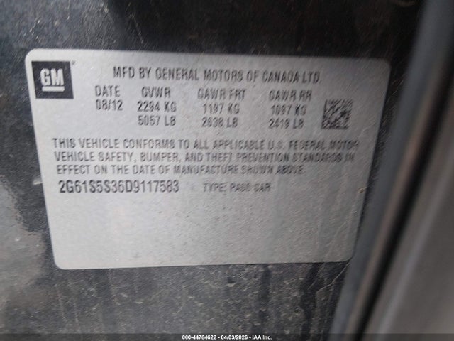 Продаж на аукціоні авто 2013 Cadillac Xts Premium, vin: 2G61S5S36D9117583, номер лоту: 44784622