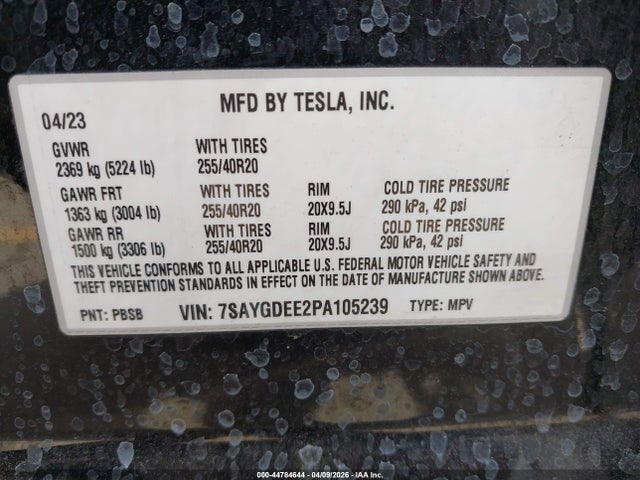 Aukcja sprzedaży 2023 Tesla Model Y Awd/long Range Dual Motor All-wheel Drive, vin: 7SAYGDEE2PA105239, numer aukcji: 44784644