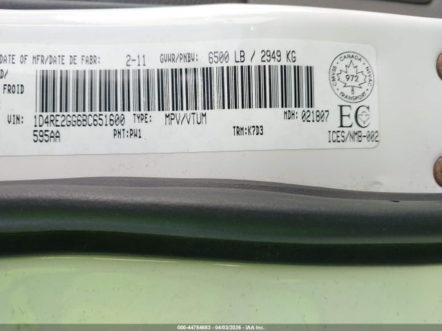 Aukcja sprzedaży 2011 Dodge Durango Sxt, vin: 1D4RE2GG6BC651600, numer aukcji: 44784683