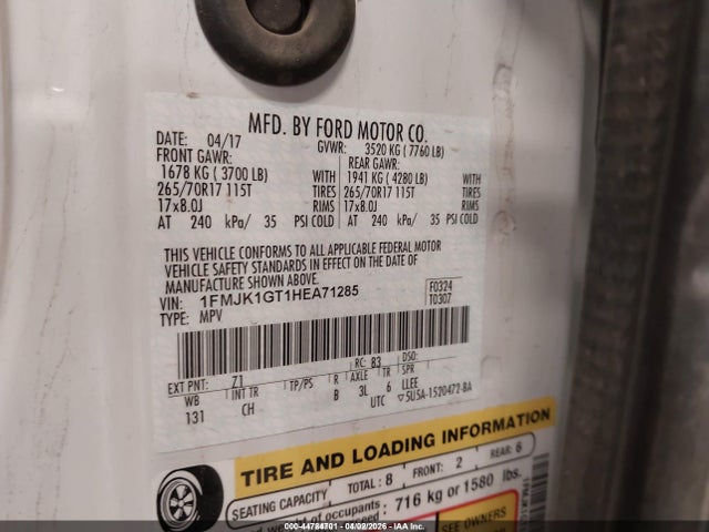 2017 FORD EXPEDITION EL 1FMJK1GT1HEA71285 Photo 8