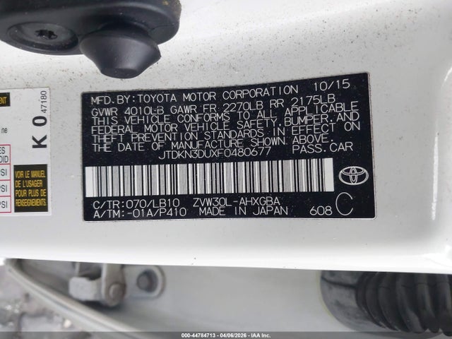 JTDKN3DUXF0480677 Toyota Prius Five