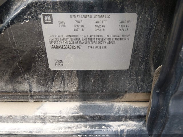 2010 Cadillac Cts Standard მანქანა იყიდება აუქციონზე, vin: 1G6DA5EG3A0127167, აუქციონის ნომერი: 44784753