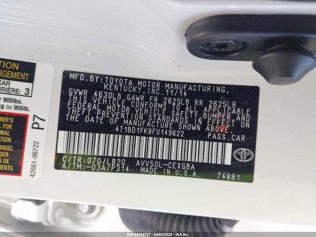 2015 TOYOTA CAMRY HYBRID 4T1BD1FK8FU149622 Photo 8