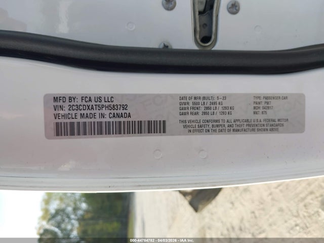 2C3CDXAT5PH583792 Dodge Charger Police Rwd