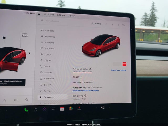 2018 Tesla Model 3 Long Range/performance მანქანა იყიდება აუქციონზე, vin: 5YJ3E1EB1JF083830, აუქციონის ნომერი: 44784807