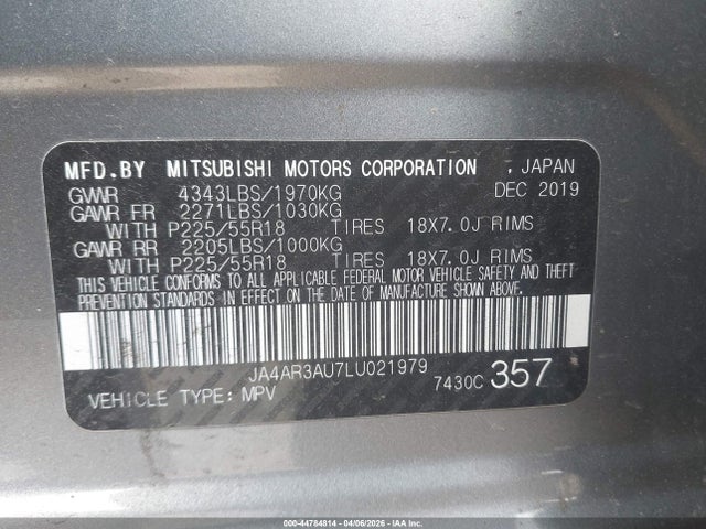Aukcja sprzedaży 2020 Mitsubishi Outlander Sport 2.0 Be Awc/2.0 Es Awc/2.0 Se Awc/2.0 Sp Awc, vin: JA4AR3AU7LU021979, numer aukcji: 44784814