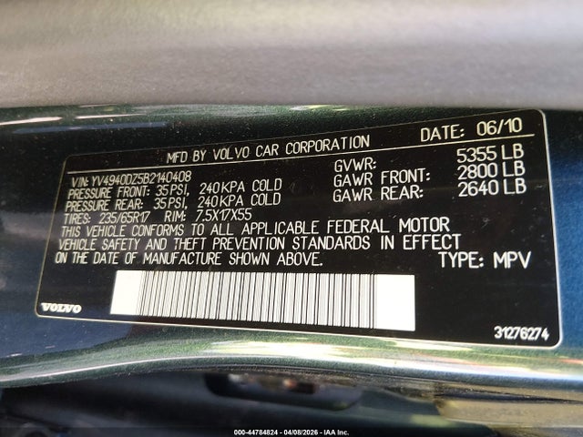 2011 VOLVO XC60 YV4940DZ5B2140408 Photo 8