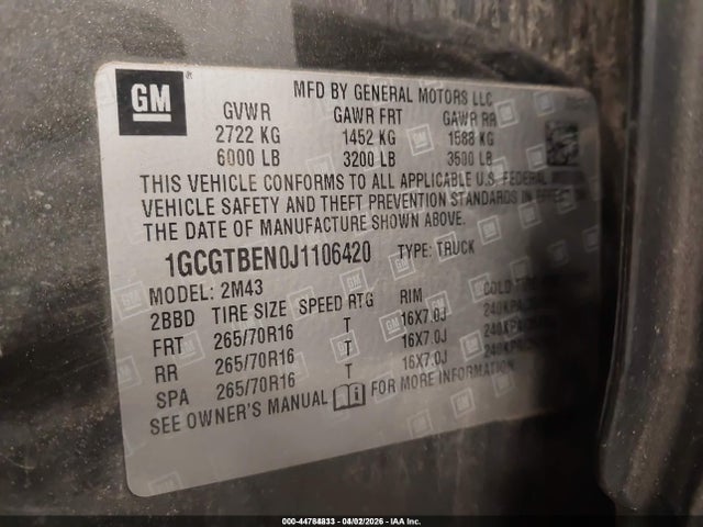 2018 CHEVROLET COLORADO 1GCGTBEN0J1106420 Photo 8