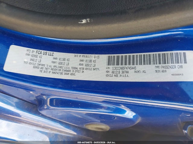 Продажа на аукционе авто 2015 Chrysler 200 Limited, vin: 1C3CCCAB5FN745445, номер лота: 44784870
