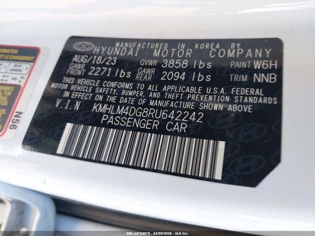 2024 Hyundai Elantra Sel მანქანა იყიდება აუქციონზე, vin: KMHLM4DG8RU642242, აუქციონის ნომერი: 44784875