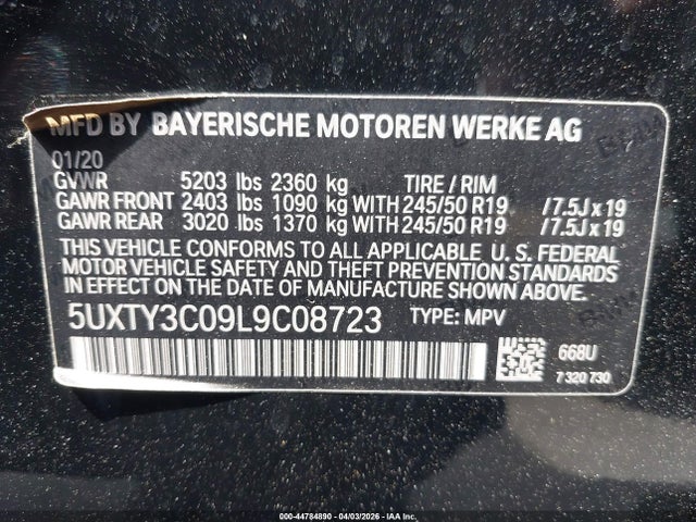 2020 BMW X3 5UXTY3C09L9C08723 Photo 8