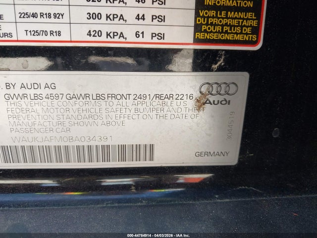 Продажа на аукционе авто 2011 Audi A3 2.0 Tdi Premium, vin: WAUKJAFM0BA034391, номер лота: 44784914