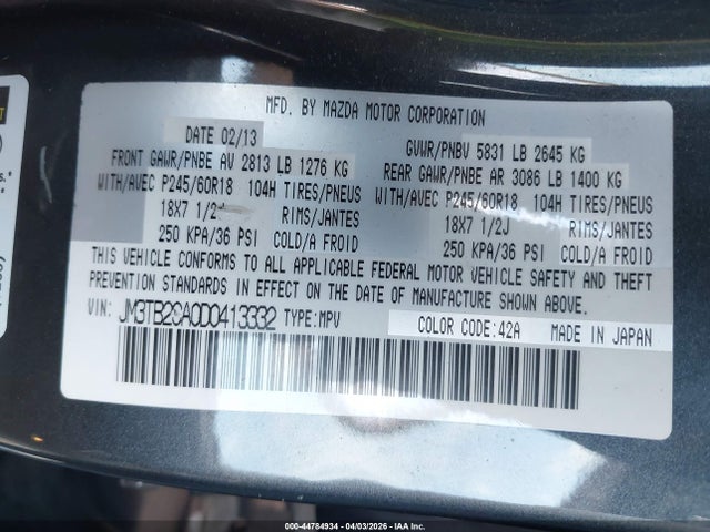 2013 MAZDA CX-9 JM3TB2CA0D0413332 Photo 8