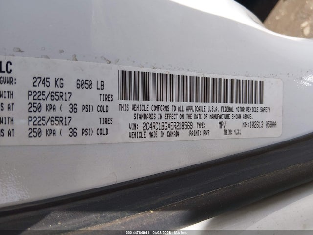 44784941 :رقم المزاد ، 2C4RC1BGXER218569 vin ، 2014 Chrysler Town & Country Touring مزاد بيع