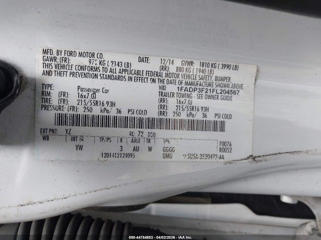 2015 FORD FOCUS 1FADP3F21FL204567 Photo 8