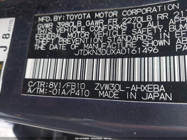 2010 TOYOTA PRIUS JTDKN3DUXA0161496 Photo 8