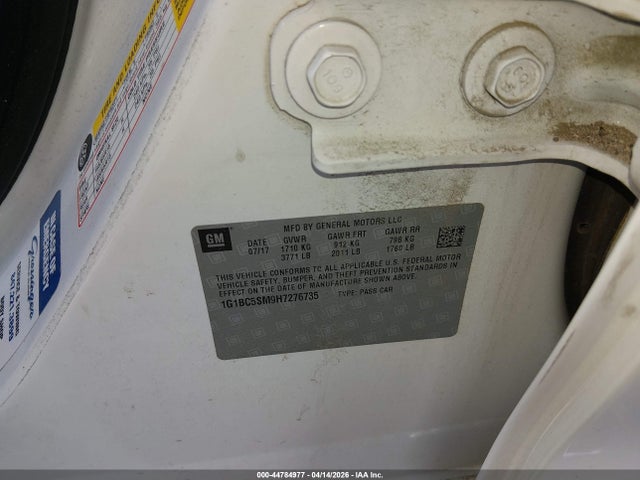 44784977 :رقم المزاد ، 1G1BC5SM9H7276735 vin ، 2017 Chevrolet Cruze Ls Auto مزاد بيع