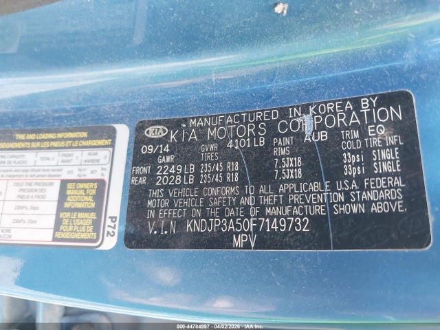 KIA SOUL + 2015 KNDJP3A50F7149732 Image 9