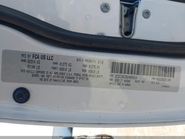 44785012 :رقم المزاد ، 2C3CCAEG5KH602010 vin ، 2019 Chrysler 300 Limited مزاد بيع