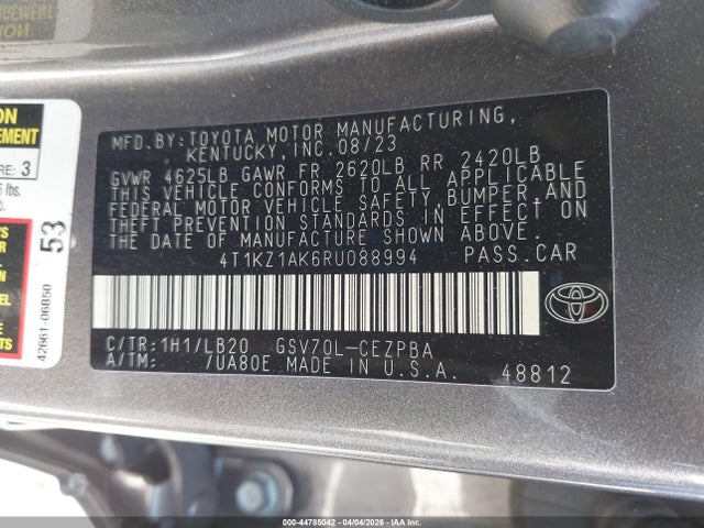 4T1KZ1AK6RU088994 Toyota Camry Xse V6
