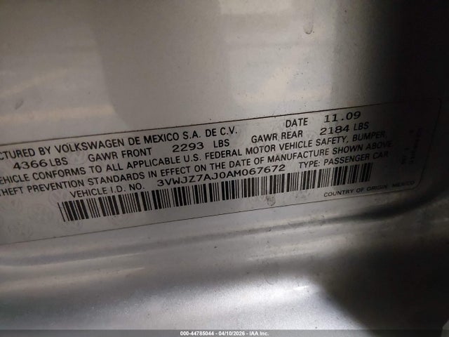 2010 VOLKSWAGEN JETTA 3VWJZ7AJ0AM067672 Photo 8