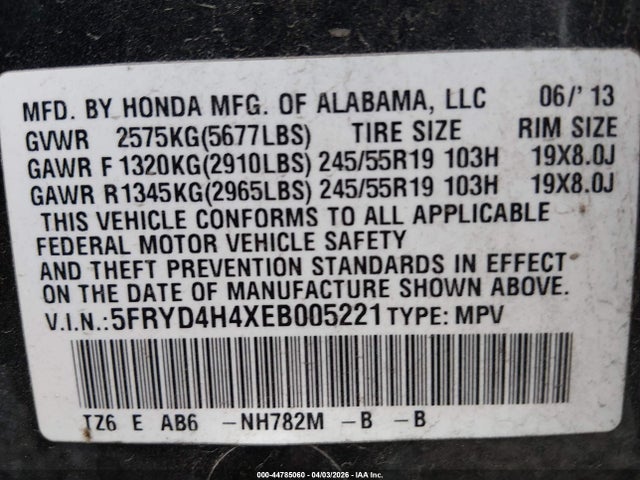 Продаж на аукціоні авто 2014 Acura Mdx Technology Package, vin: 5FRYD4H4XEB005221, номер лоту: 44785060