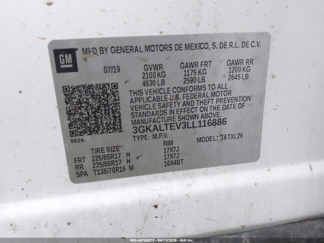 Aukcja sprzedaży 2020 Gmc Terrain Awd Sle, vin: 3GKALTEV3LL116886, numer aukcji: 44785073