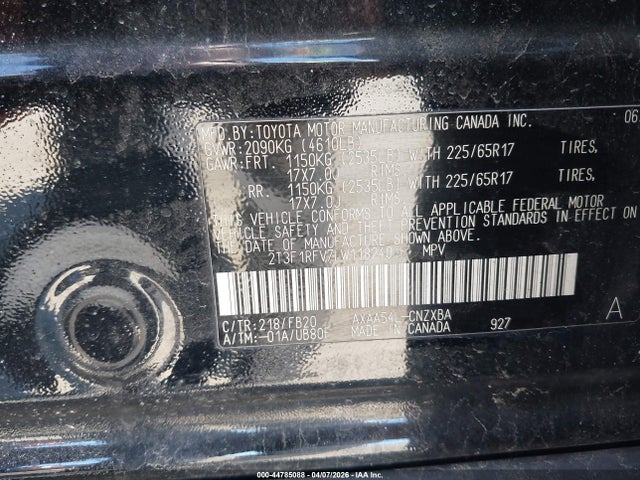 2T3F1RFV7LW118240 Toyota RAV4 LE