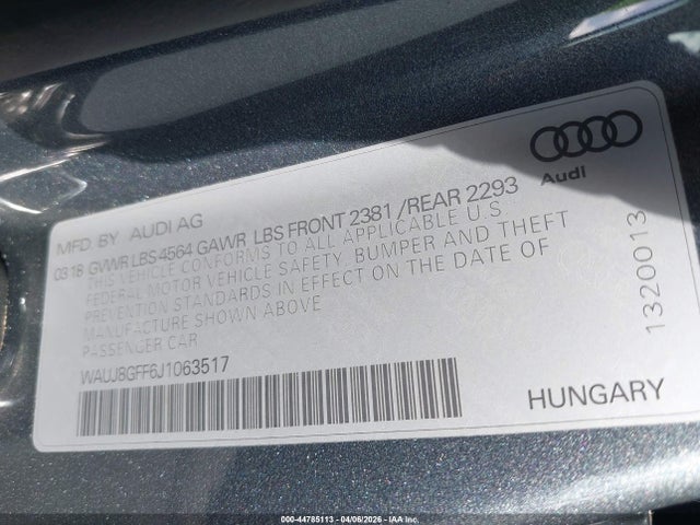 WAUJ8GFF6J1063517 Audi A3 2.0t Premium/2.0t Tech Premium