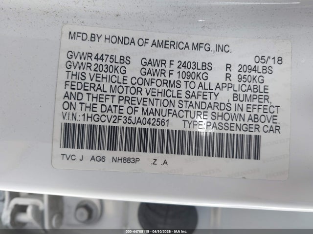 1HGCV2F35JA042561 Honda Accord Sport 2.0t
