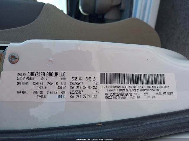 Продажа на аукционе авто 2014 Chrysler Town & Country Touring, vin: 2C4RC1BG0ER464790, номер лота: 44785121