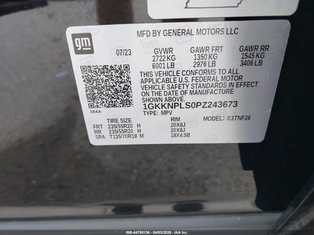 2023 Gmc Acadia Fwd Denali მანქანა იყიდება აუქციონზე, vin: 1GKKNPLS0PZ243673, აუქციონის ნომერი: 44785136