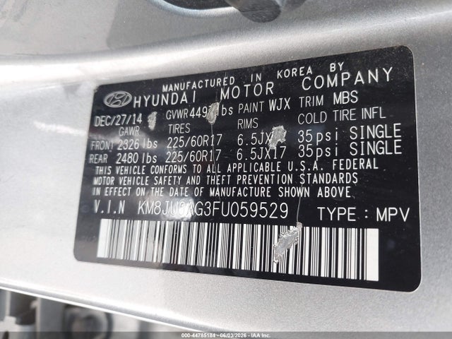 KM8JU3AG3FU059529 Hyundai TUCSON SE