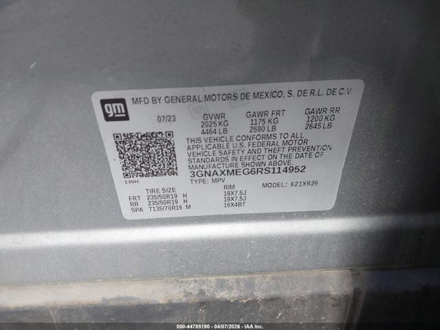 3GNAXMEG6RS114952 Chevrolet Equinox Fwd Rs
