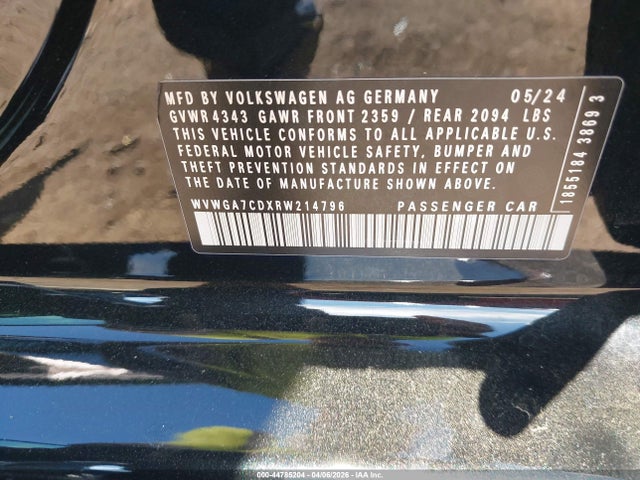 Продажа на аукционе авто 2024 Volkswagen Golf Gti 2.0t S, vin: WVWGA7CDXRW214796, номер лота: 44785204