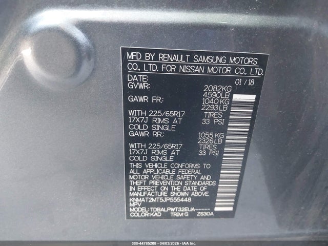 Aukcja sprzedaży 2018 Nissan Rogue S, vin: KNMAT2MT5JP555448, numer aukcji: 44785208