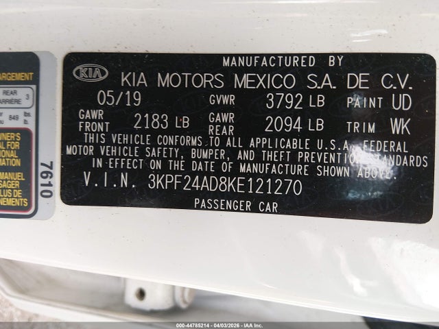 2019 KIA FORTE 3KPF24AD8KE121270 Photo 8