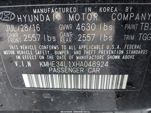 2017 HYUNDAI SONATA HYBRID KMHE34L1XHA048924 Photo 8