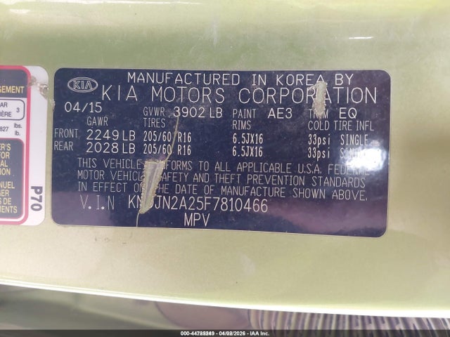 KNDJN2A25F7810466 KIA Soul