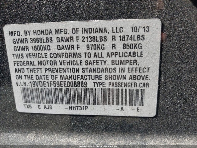 Acura Ilx 2.0l 2014 19VDE1F59EE008889 Image 9