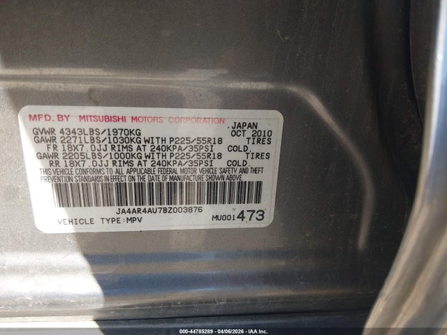 Продаж на аукціоні авто 2011 Mitsubishi Outlander Sport Se, vin: JA4AR4AU7BZ003876, номер лоту: 44785289